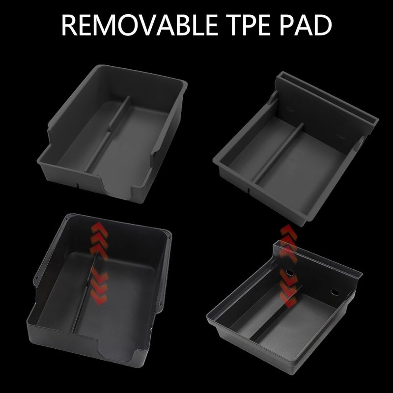 AZGaea Double Layer Center Console Organizer 5PCS for Tesla Model Y 2021-2024 Model 3 2017-2023, TPE Under Seat Storage Box, Cup Holder, Camera Cover Compatible with Tesla Model 3/Y Accessories, Black - Image 5